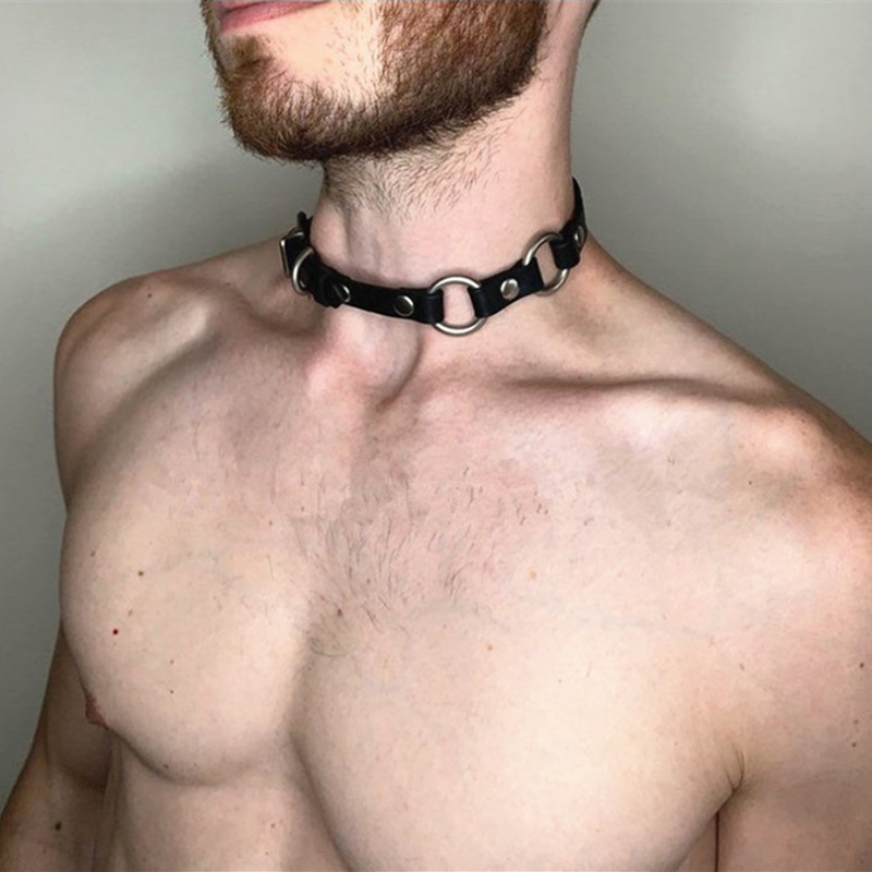 Men Accessories Neck Chain - Stylowy choker ze skóry syntetycznej dla
