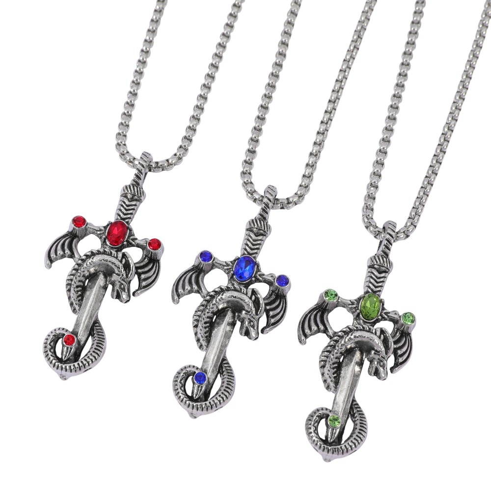 Men Accessories Necklace - Retro wielobarwny naszyjnik ze stopu w