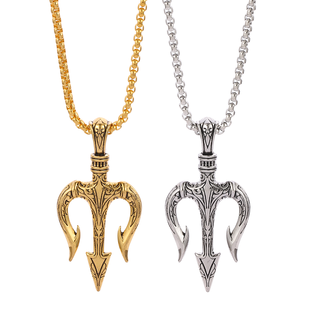 Men Accessories Neck Chain - Punk Vintage Neptune trójząb naszyjniki Hip