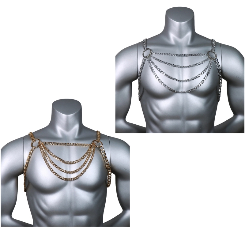 Mens Accessories Style - Męski seksowny metalowy łańcuszek na klatkę