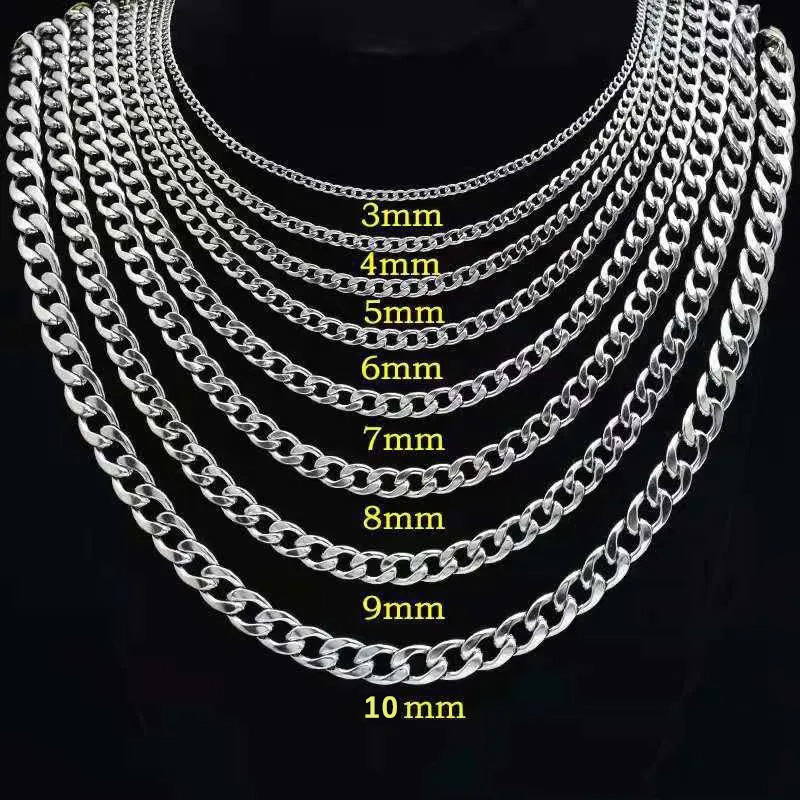 Men Accessories Neck Chain - Srebrny naszyjnik męski z płaskim łańcuszkiem