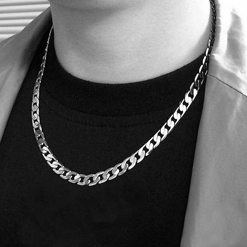 Srebrny naszyjnik męski z płas – Men Accessories Neck Chain recenzja i cena